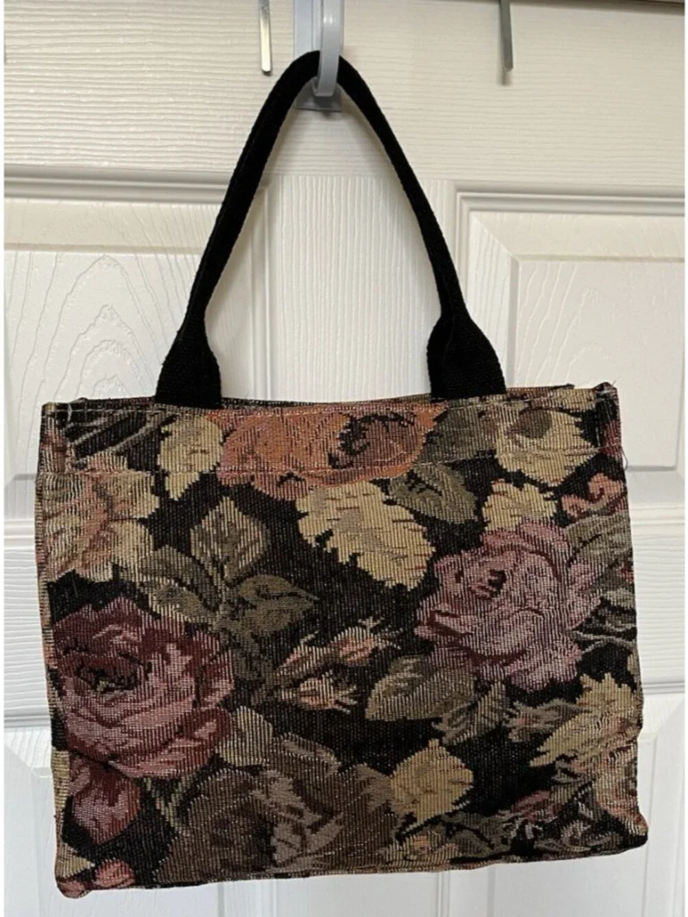 DLIU Fashion Floral Tapestry Tote Bag Zip Top Double Handle Purse